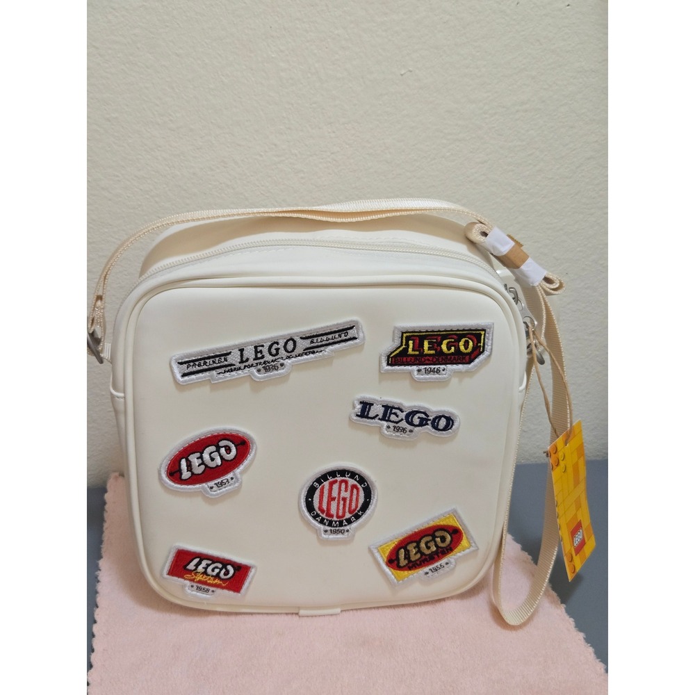 LEGO Retro Logos Crossbody Bag White Vintage Style Patches messenger Retired